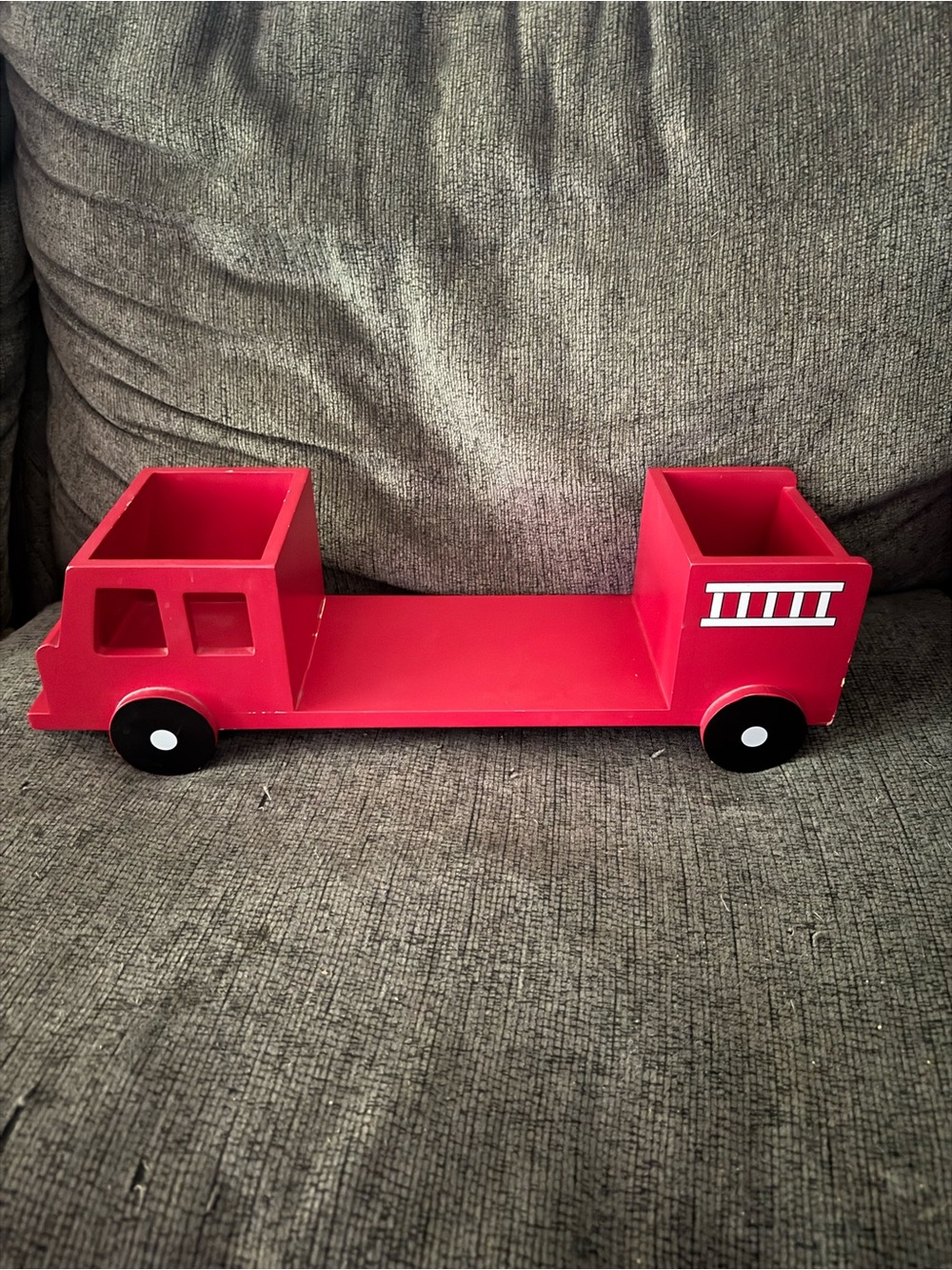 Red Wooden Fire Truck Shelf Organizer - creative concepts for kids